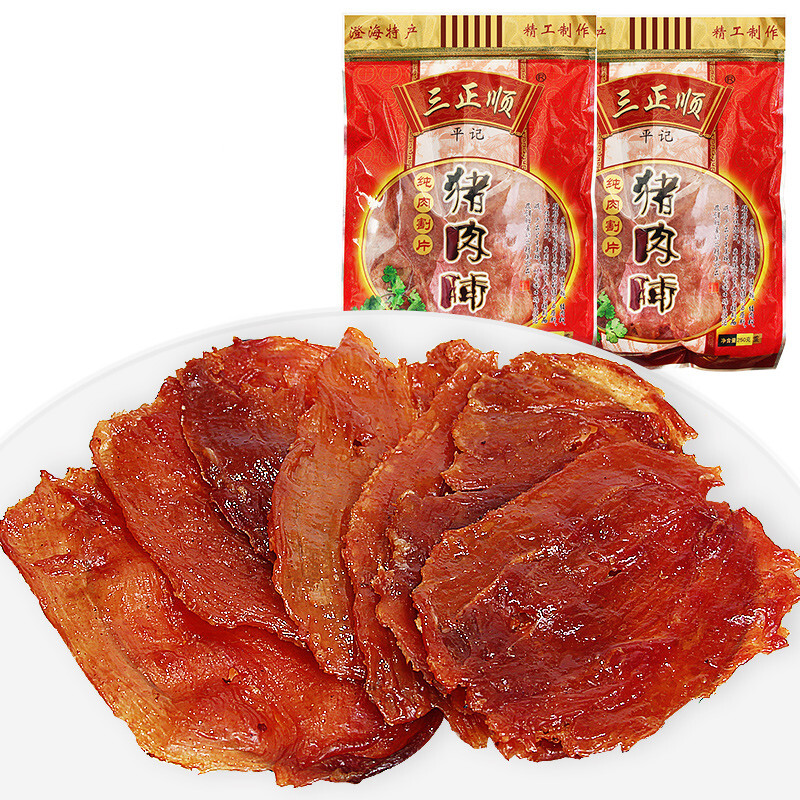潮汕头澄海特产传统美食小吃 三正顺猪肉脯肉干手工大片原味黑椒 猪肉