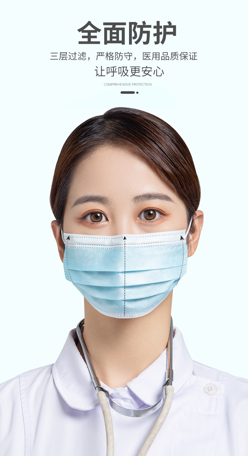 口罩一次性口罩三层正规防护病毒医用外科专用3m独立包装 顺丰 500只