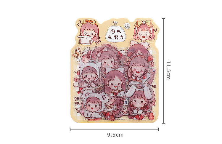 bgtqz 少女心可爱表情贴纸卡通动漫人物少女日系女孩软萌手帐装饰素材