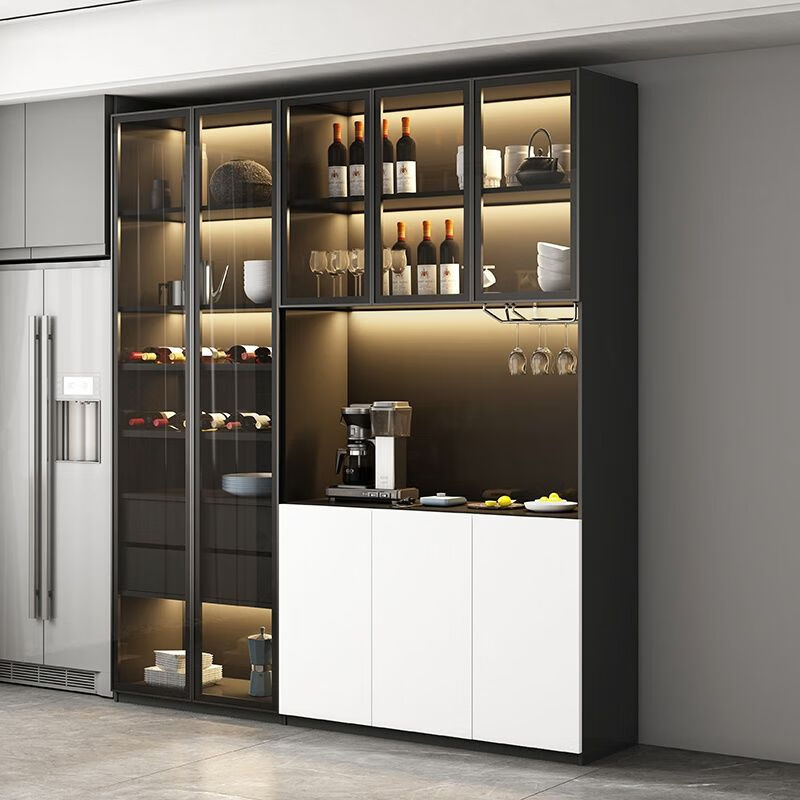 【双十一提前购】 全铝极简轻奢酒柜大容量餐边柜靠墙玻璃柜餐厅储物