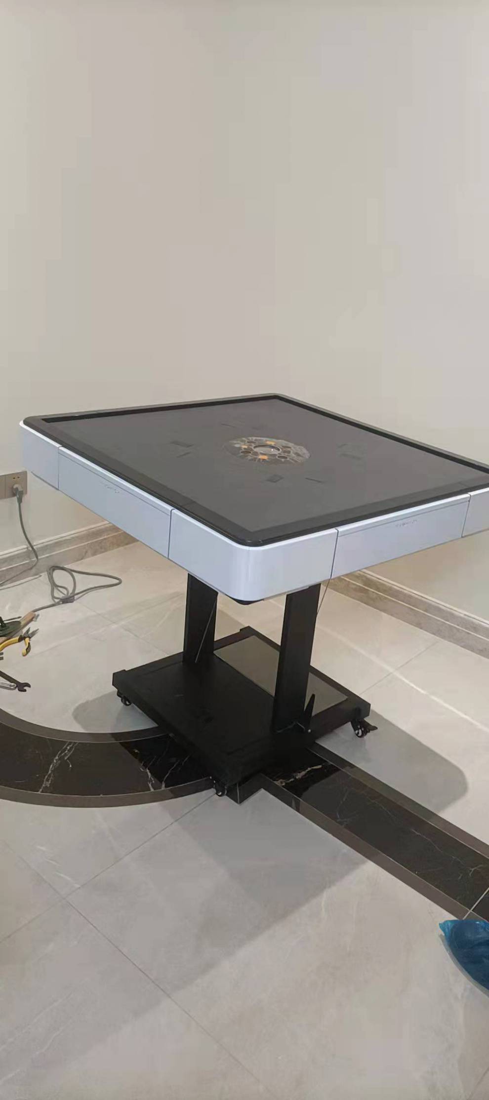 露营迷你麻将机方和旋翼麻将机小尺吋过山车双驱电动折叠木纹迷你全