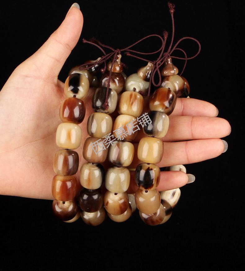白牦牛角手串男女款情侣手链文玩佛珠念珠桶珠圆珠民族风转运牦牛角