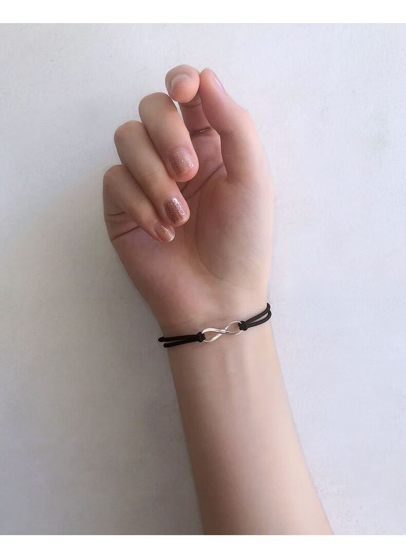 给男朋友手腕女扎头情侣一对ins手链礼物手绳 d236-925纯银皮筋情侣两