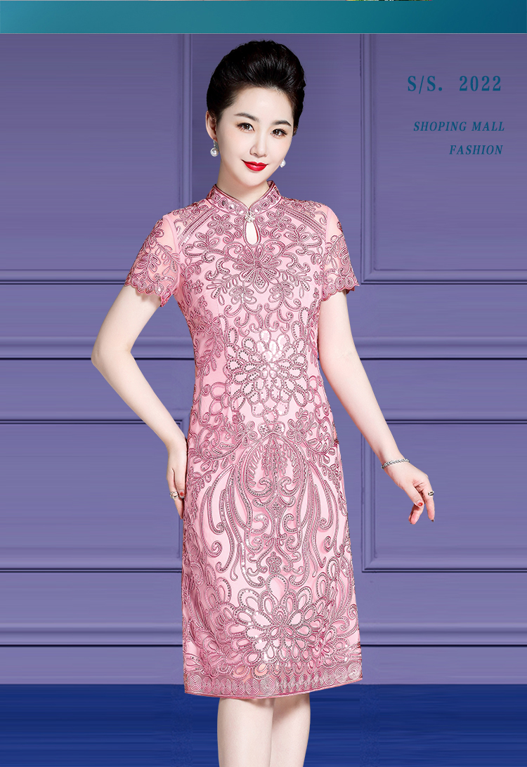 嫁女儿妈妈夏天礼服小个子婚礼妈妈装高档礼服夏季喜婆婆婚宴装高贵