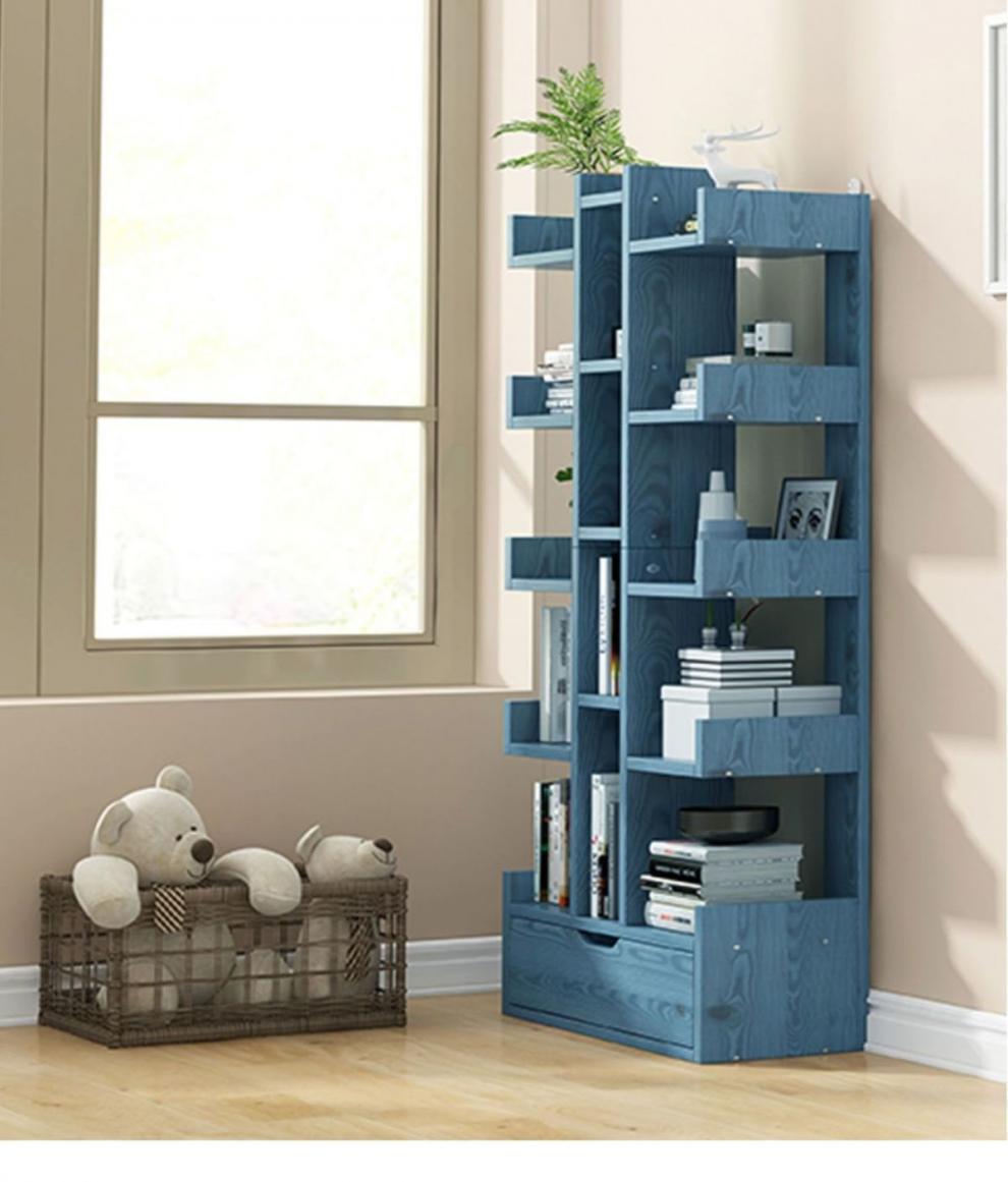 简易书柜书架简约现代落地置物架组装学生用创意小组合柜家用15层暖