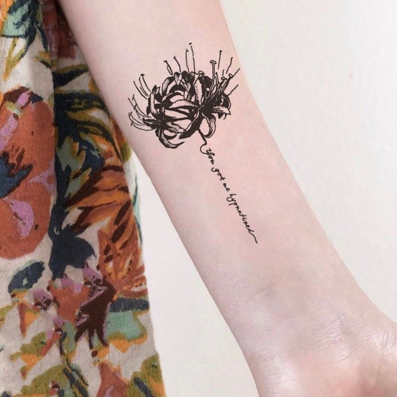 草本纹身贴彼岸花彼岸花草本纹身贴果汁半暗黑系手臂男女防水不反光曼