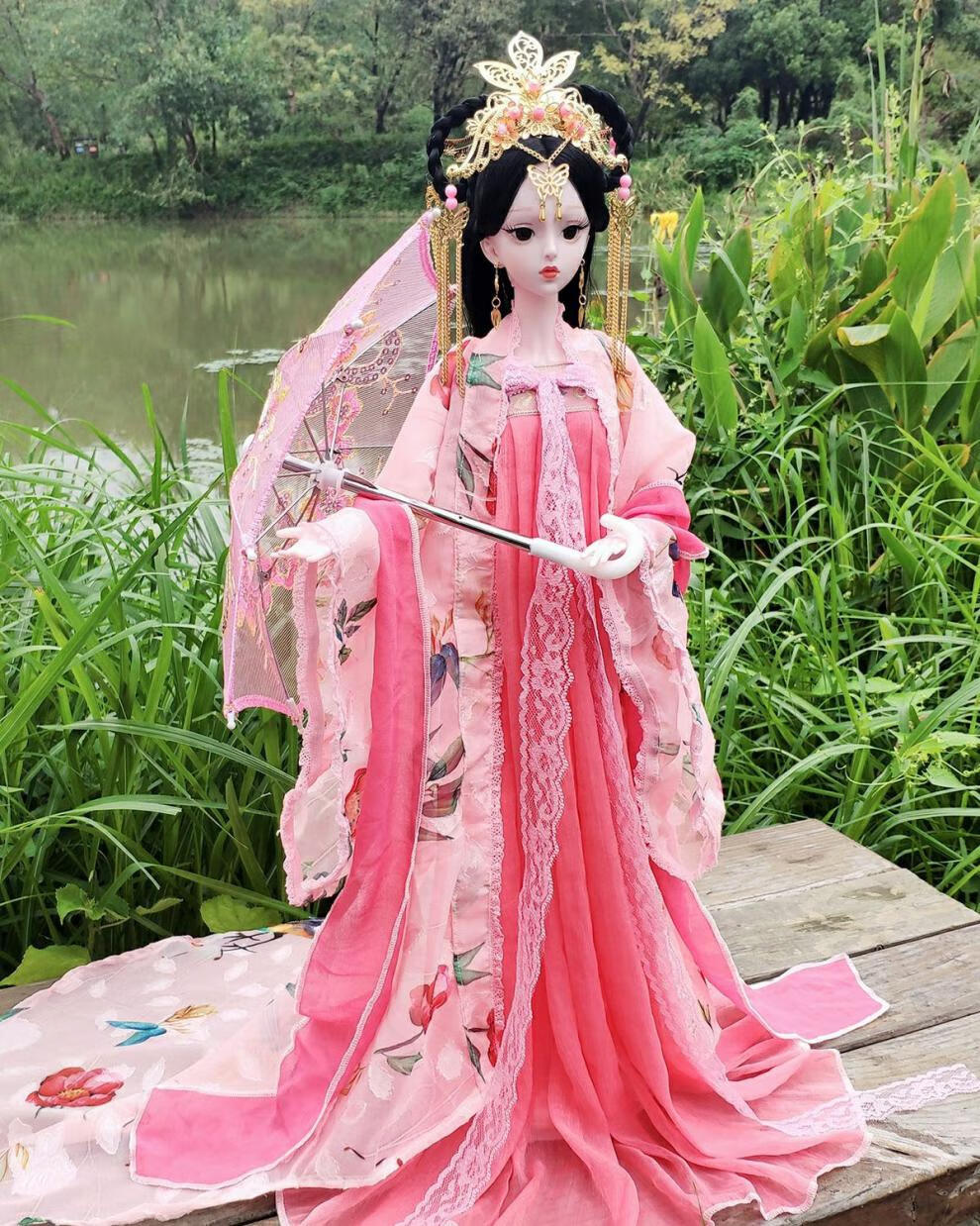 执爱芭比娃娃大号汉服 古装风汉服手工60厘米洋芭比娃娃公主大号全套