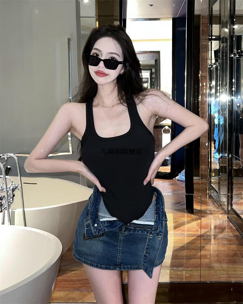 2022夏季新款轻欧美性感外穿连体连裆吊带背心女夏季修身显瘦甜酷辣妹