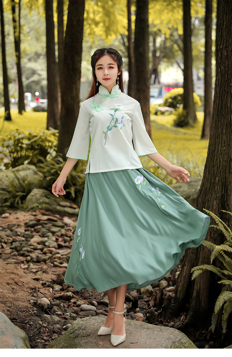 改良汉服女夏日常短裙古风汉素服学生装古装上衣子中