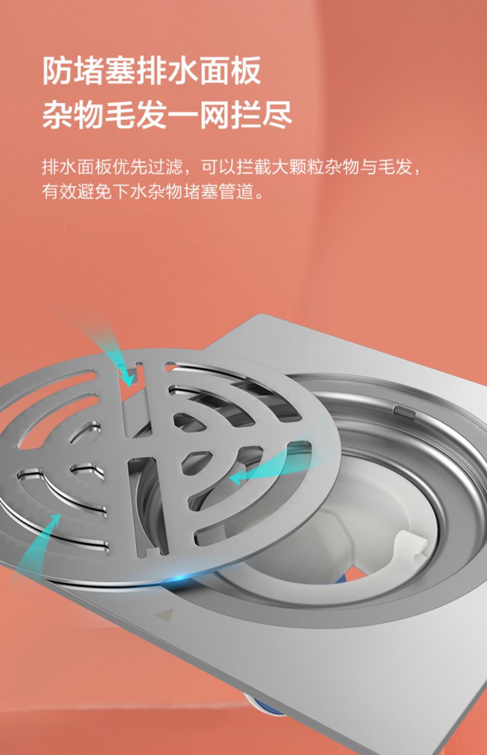 九牧洗衣机地漏不锈钢防臭全自动滚筒洗衣机地漏大排量两用地漏 三通