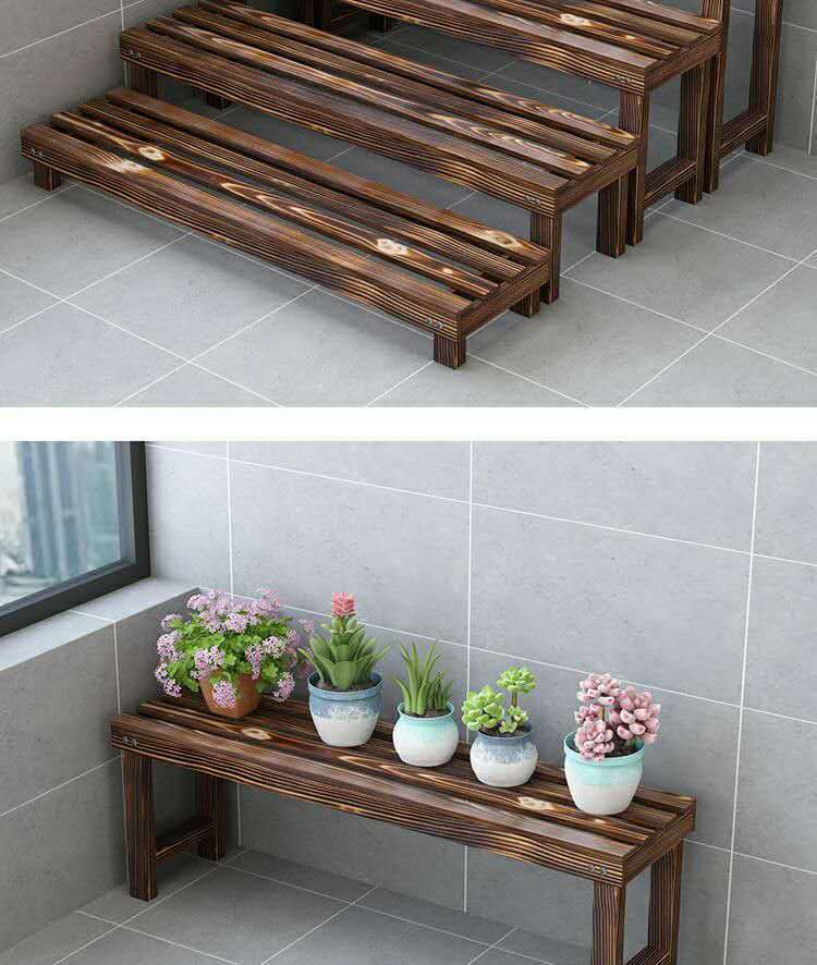 枳记家碳化实木花架室内多层置物架阳台装饰客厅落地多肉绿萝花盆植物