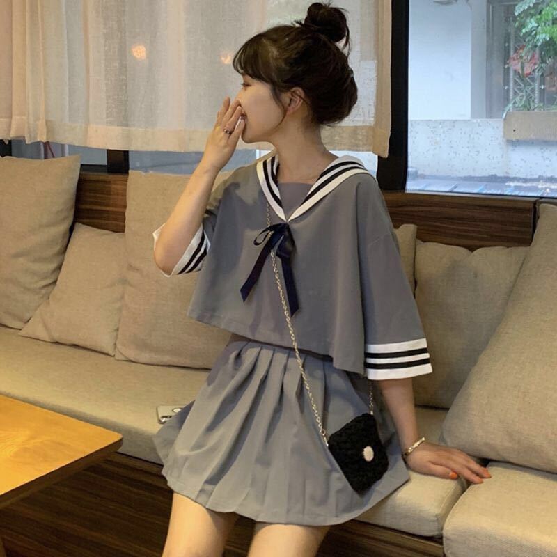 寇恙kouyang夏季日系校服jk水手服女学生韩版制服海军风短款小清新女