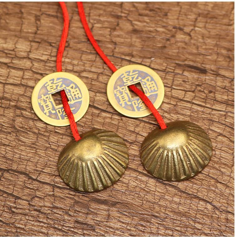 求签铜贝壳铜钱连体圣杯圣卦阴阳杯打卦求神铜扁形圣杯a款加厚纯铜