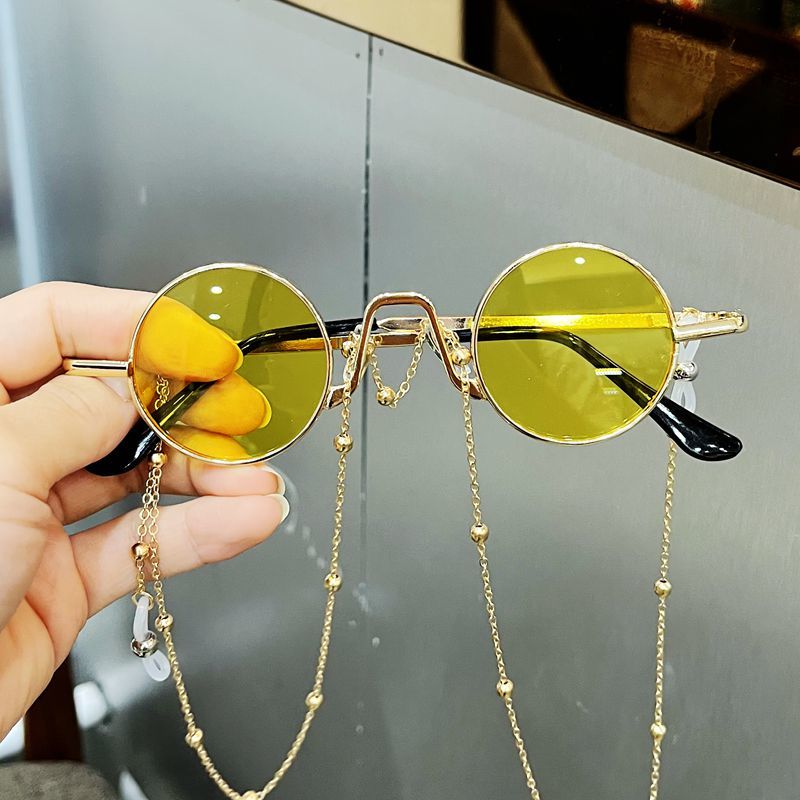 盼玫服饰配件带链子的眼镜儿童墨镜时尚走秀带链条女孩古复圆框眼镜