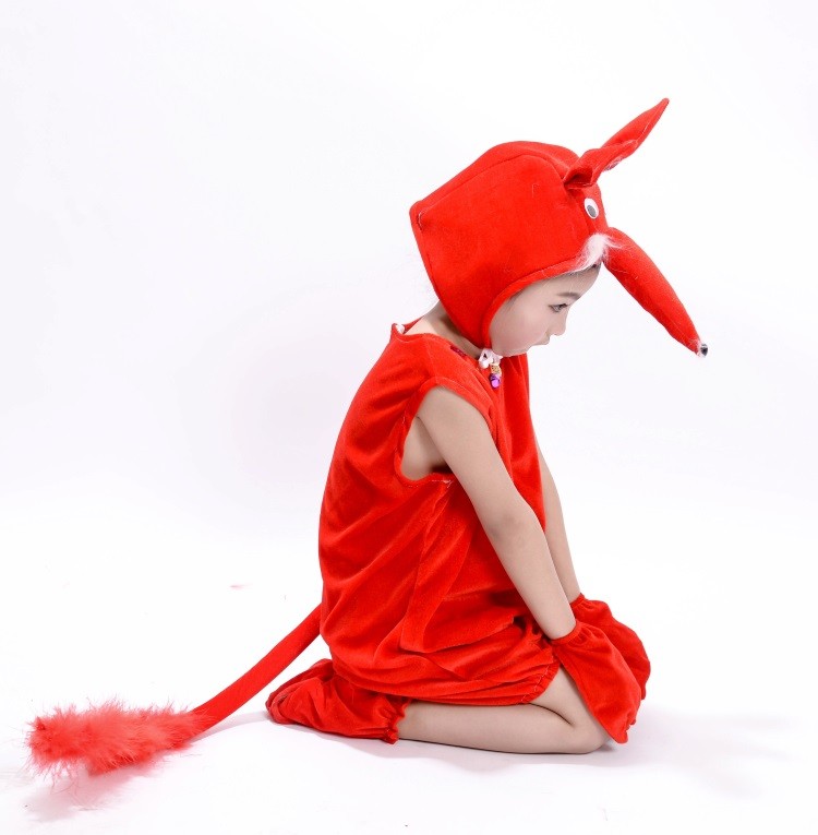 儿童表演服课本剧卡通造型服红狐狸动物演出服装小狐狸服装红色短款