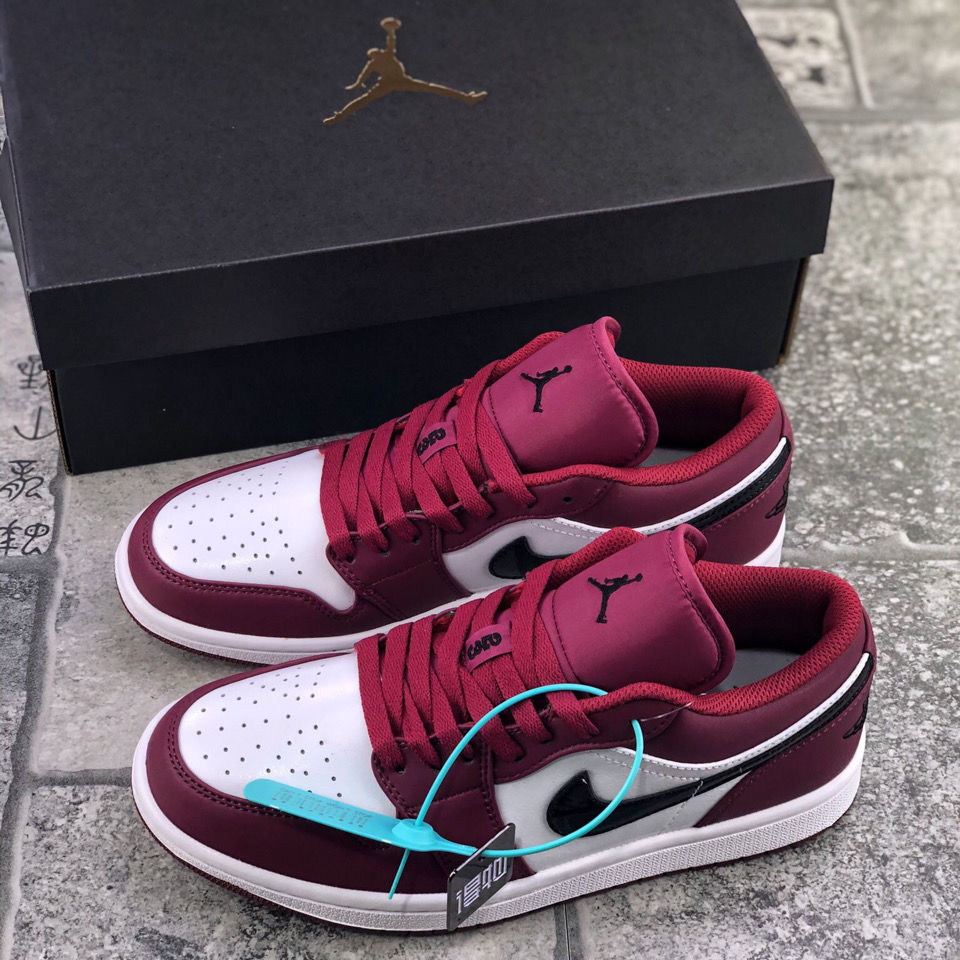 实拍aj纯原aj高品质乔1低帮鞋酒红潮流男女生板鞋校园运动篮球鞋 酒红