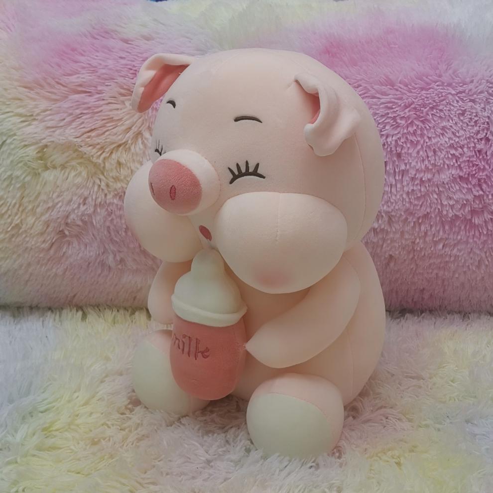 奶瓶猪公仔可爱网红嘟嘟口水猪毛绒玩具女孩布娃娃女生睡觉抱大号毛绒