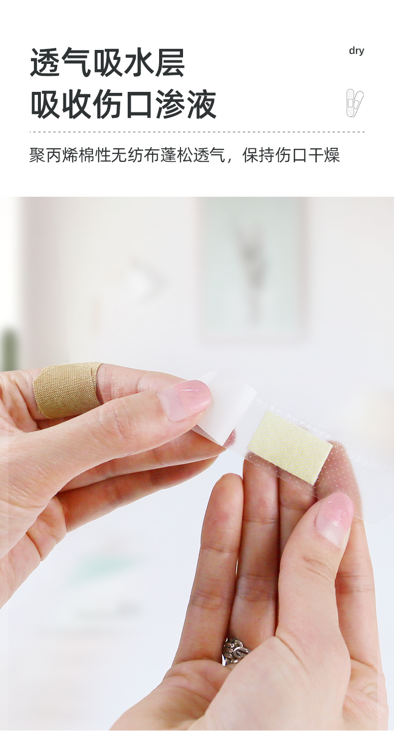 维德wellday创可贴防水透气创口贴女少女可爱止血贴透明家用儿童20片