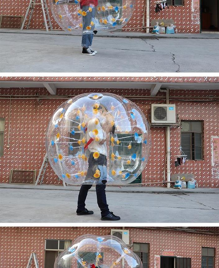 抖音网红充气碰碰球碰撞球冲气彩色雪草地游戏道具气模击撞球结实 pvc