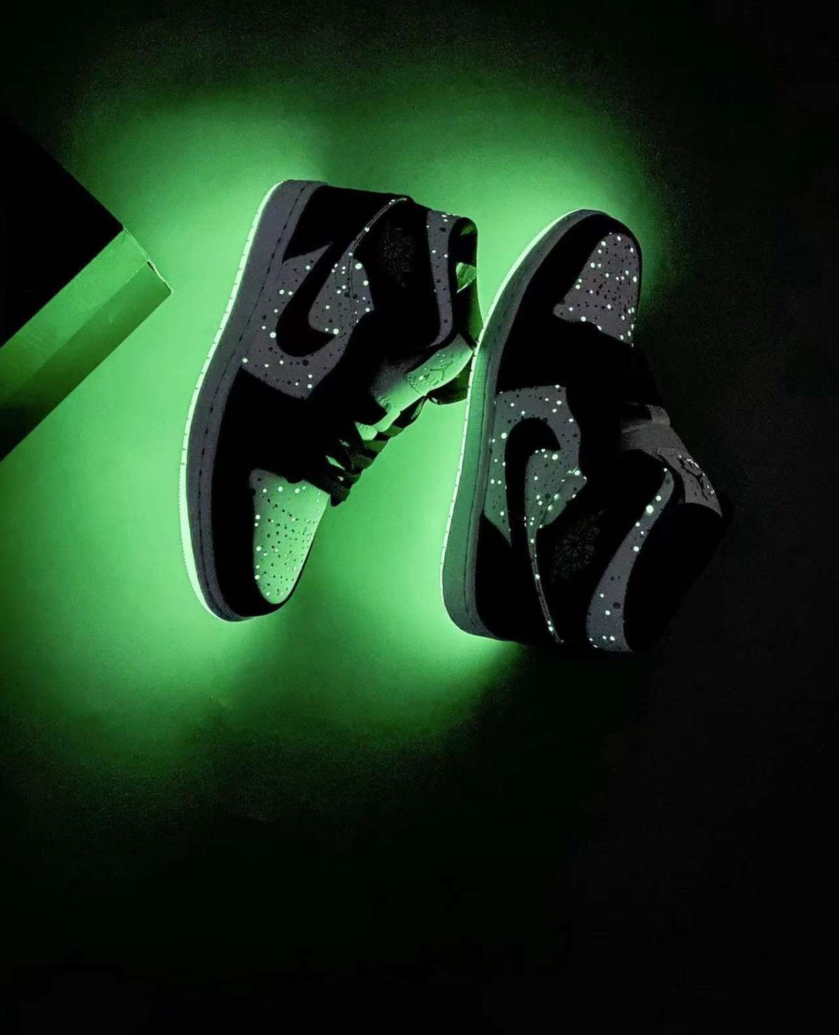 莆田纯原aj1夜光底荧光熊猫满天星黑白泼墨熊猫男女百搭休闲鞋 【更多