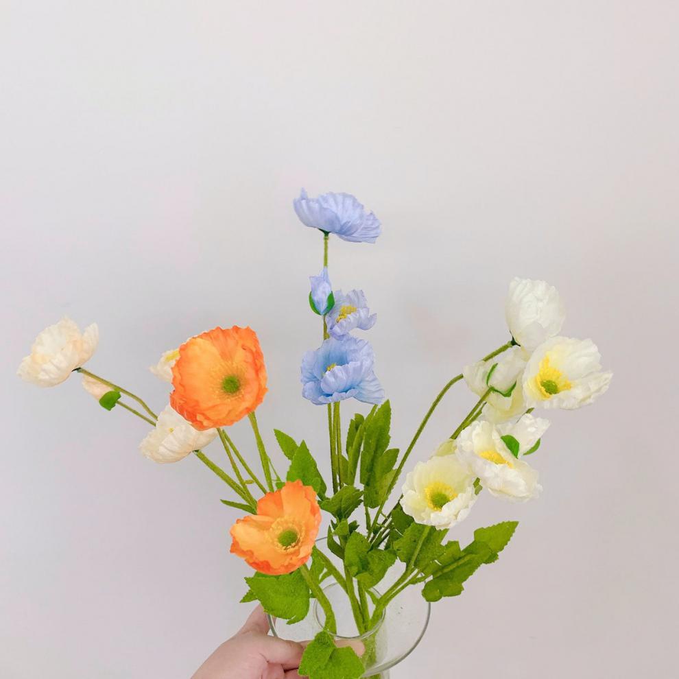 花仿真花假花虞美人房间装饰摆拍道具民宿软装咖啡店花瓶花艺香槟色