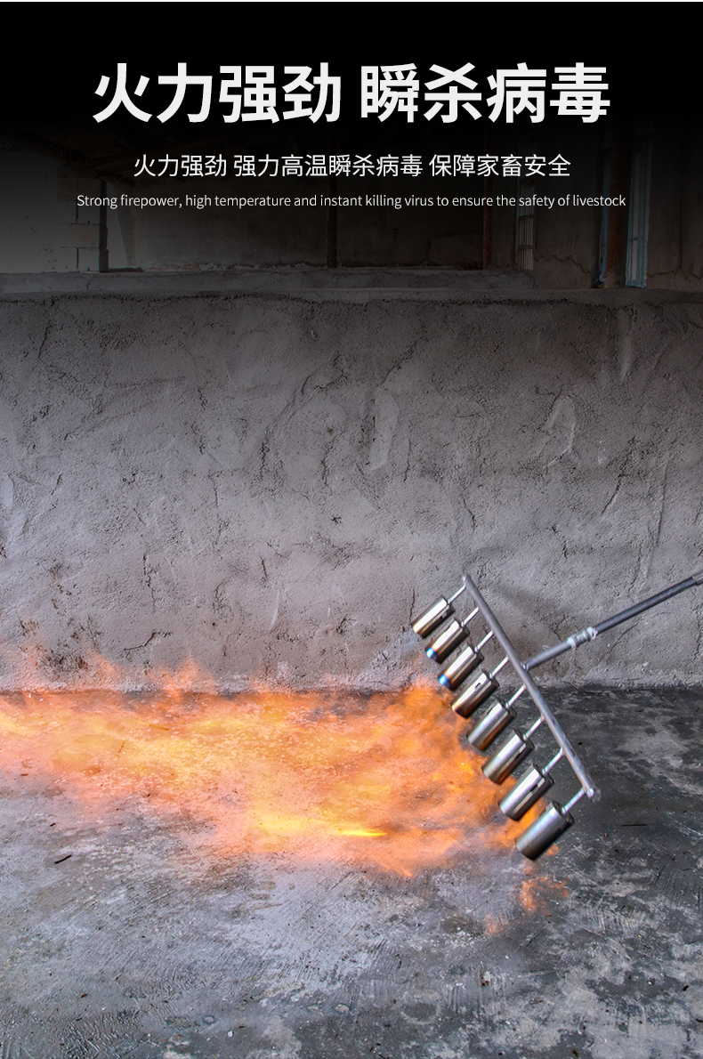 多头消毒火焰枪养殖场猪圈高温杀菌农用除草液化气喷火枪4头6个头两头