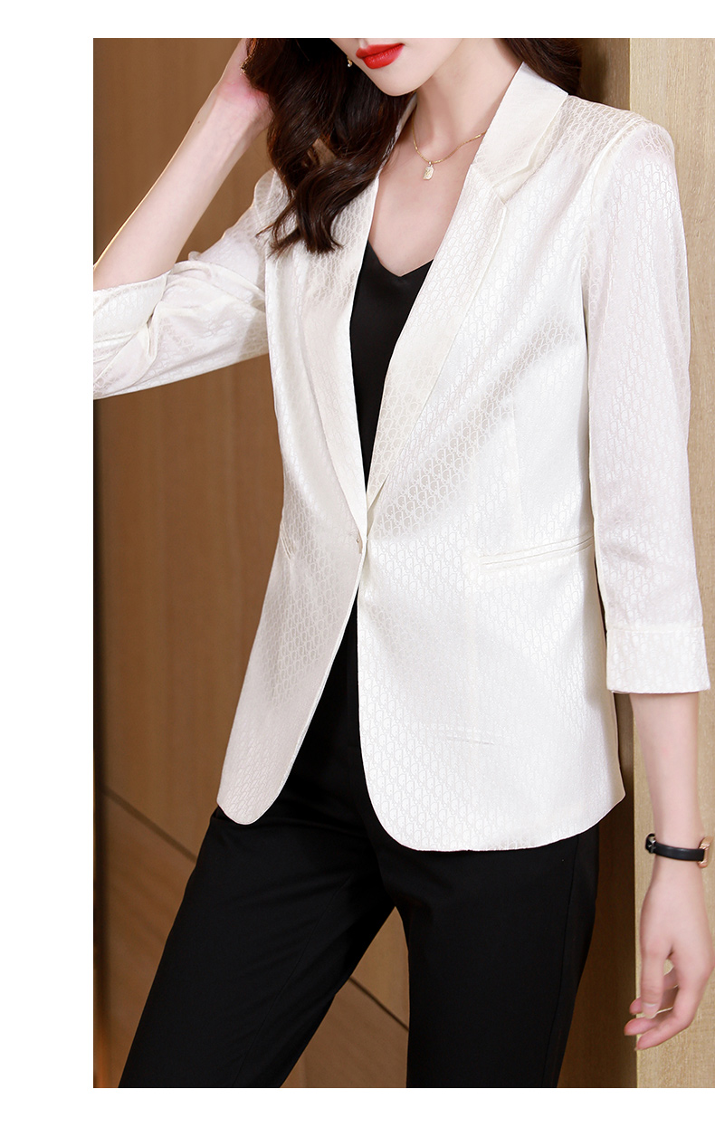 古地斯重磅真丝西装外套女2021秋装气质黑色桑蚕丝小西服黑色l