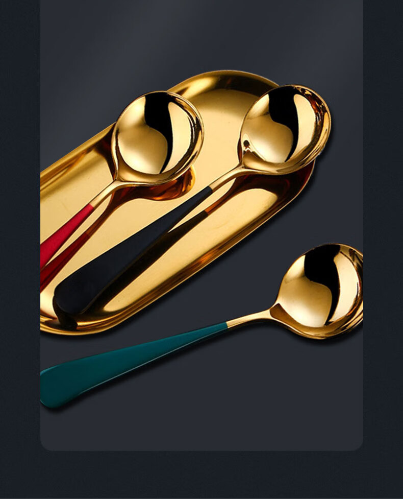 勺子家用304不锈钢儿童吃饭调羹创意可爱高 四色混装(颜色备注联系