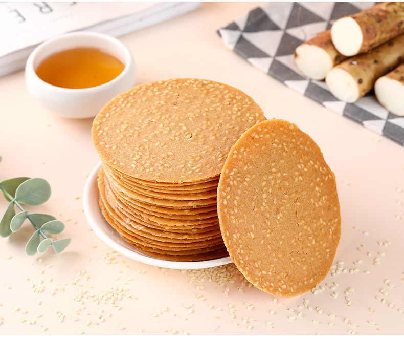 铁棍山药饼干 食品芝麻饼 好吃中老年孕妇 健康零食 薄片博饼烤片煎饼