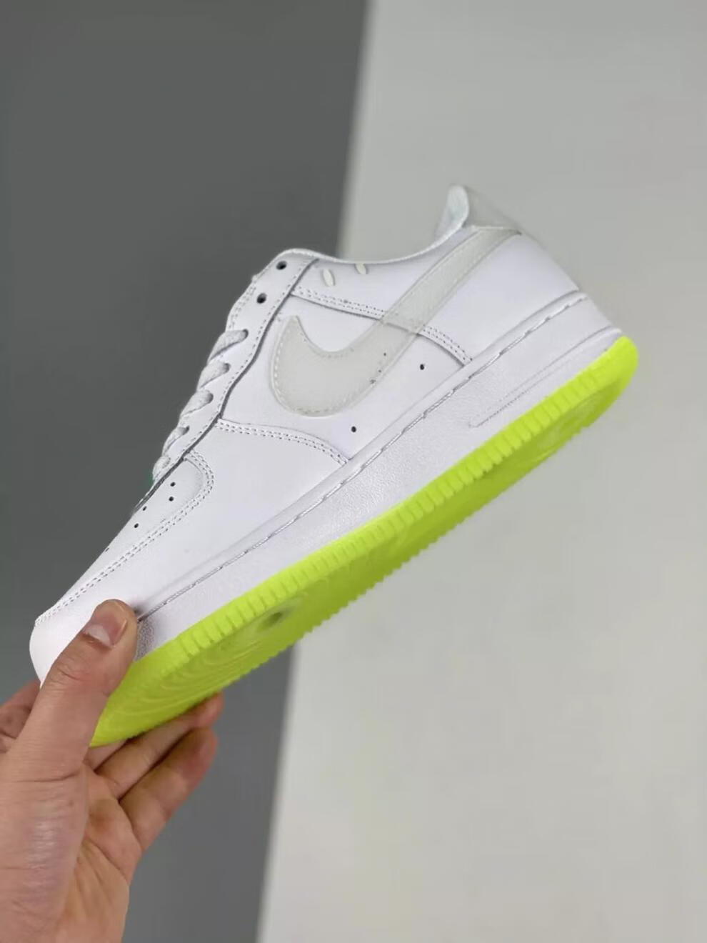 潮流空军一号笑脸夜光af1白绿色低帮黑绿男女运动板鞋ct3228 白绿