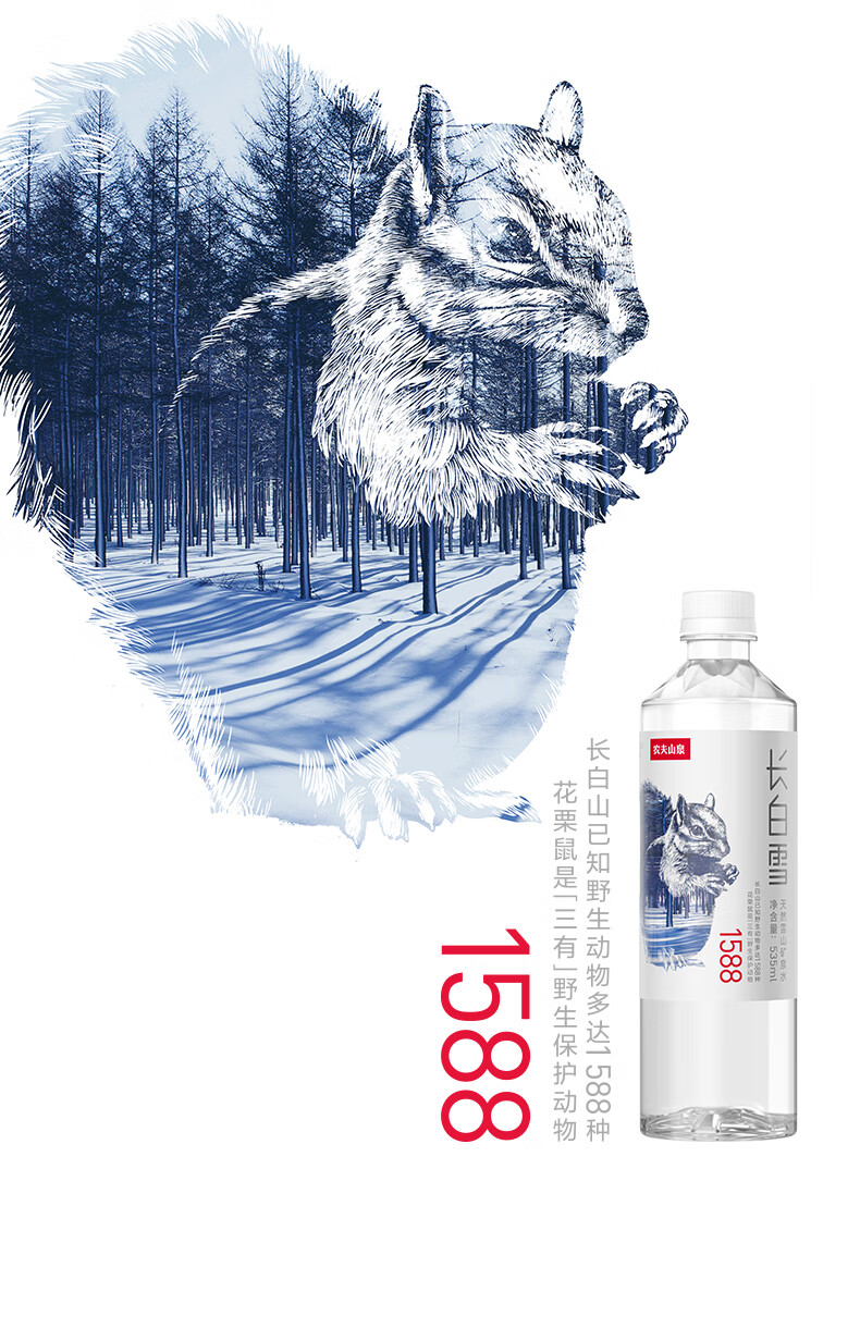 农夫山泉长白雪矿泉水长白山饮用水弱碱性天然饮用水535ml*24瓶整箱