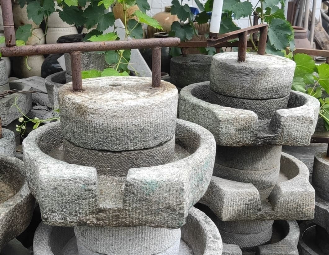 石磨茶盘茶台桌子老磨盘旧石器茶托茶具木架磨片石桌石凳组合摆件成套