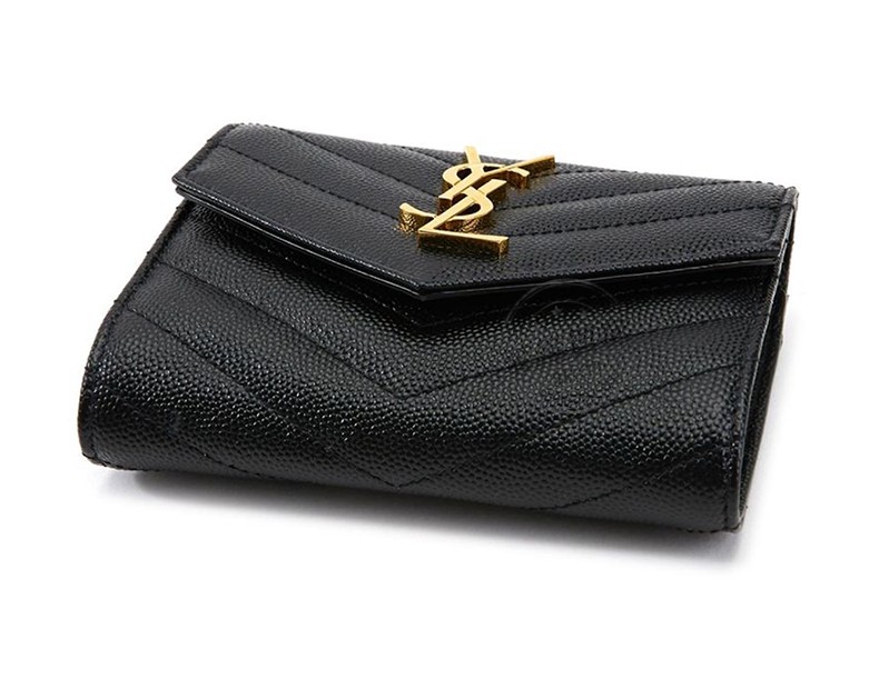 ysl圣罗兰女士钱包牛皮monogram纹理绗缝短款折叠钱夹403943-bow01