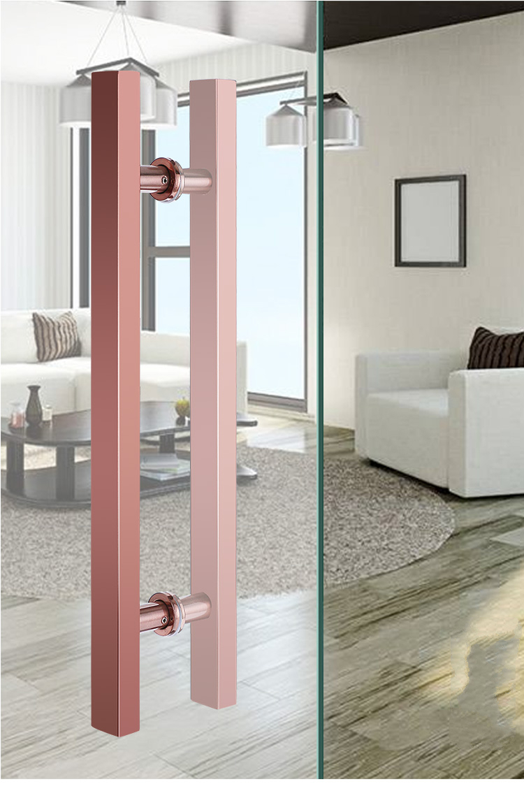 定制加厚玻璃门拉手不锈钢大门方管木门把手对装黑方管扶手大黑钛金乳