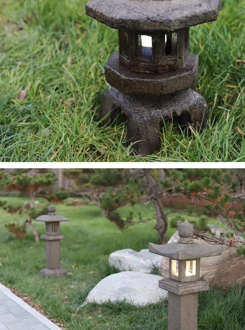 2022升级款 日式庭院石灯摆件青石仿古户外石灯笼电石灯园林景观装饰