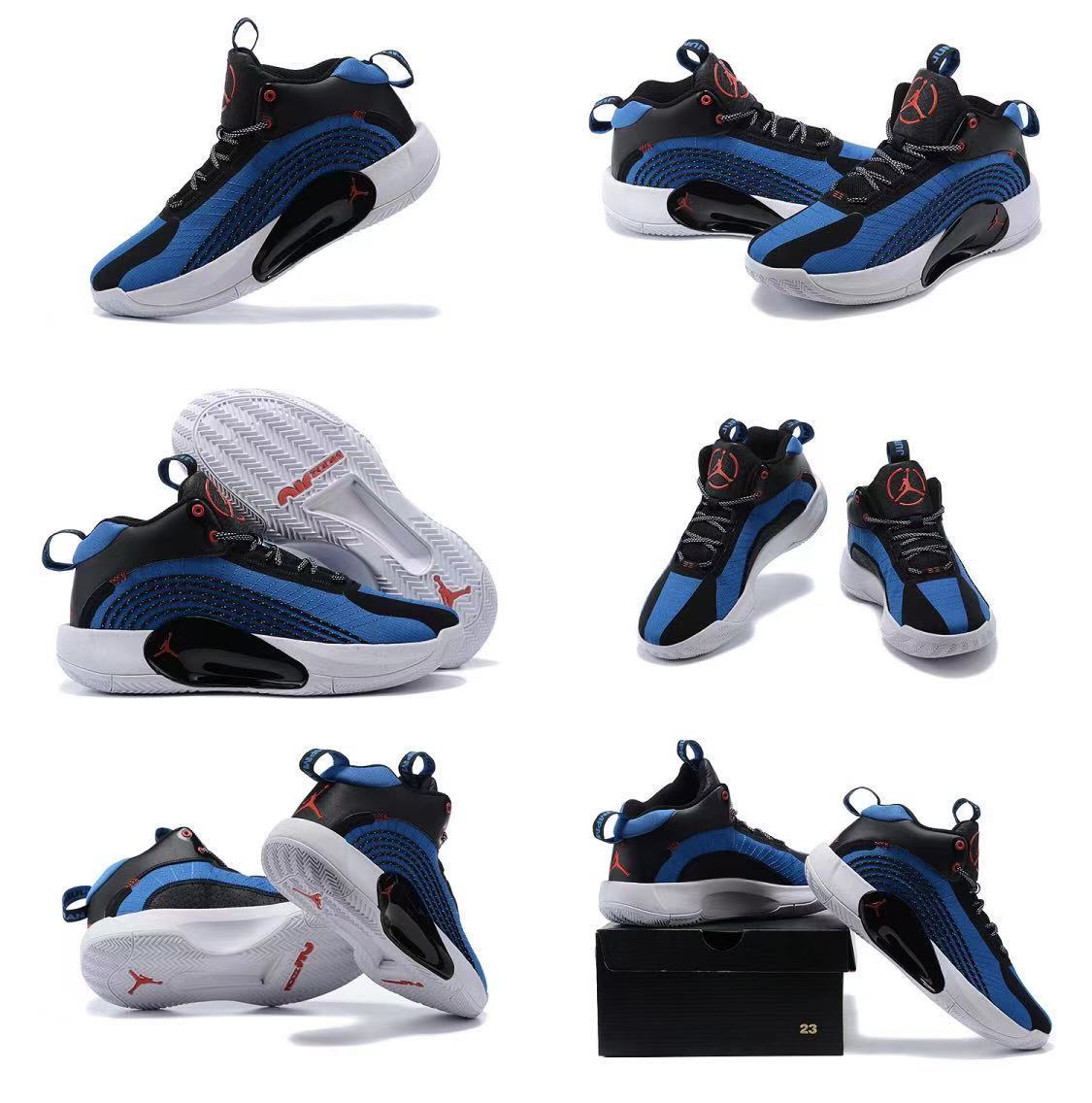 新款jumpman 2021 pf aj35简版 男子实战耐磨运动学生气垫篮球鞋 黑红