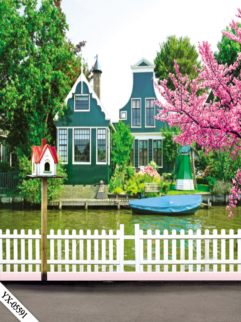 直播背景布3d立体直播间装饰主播竹林山水田园外景快手网红背景墙