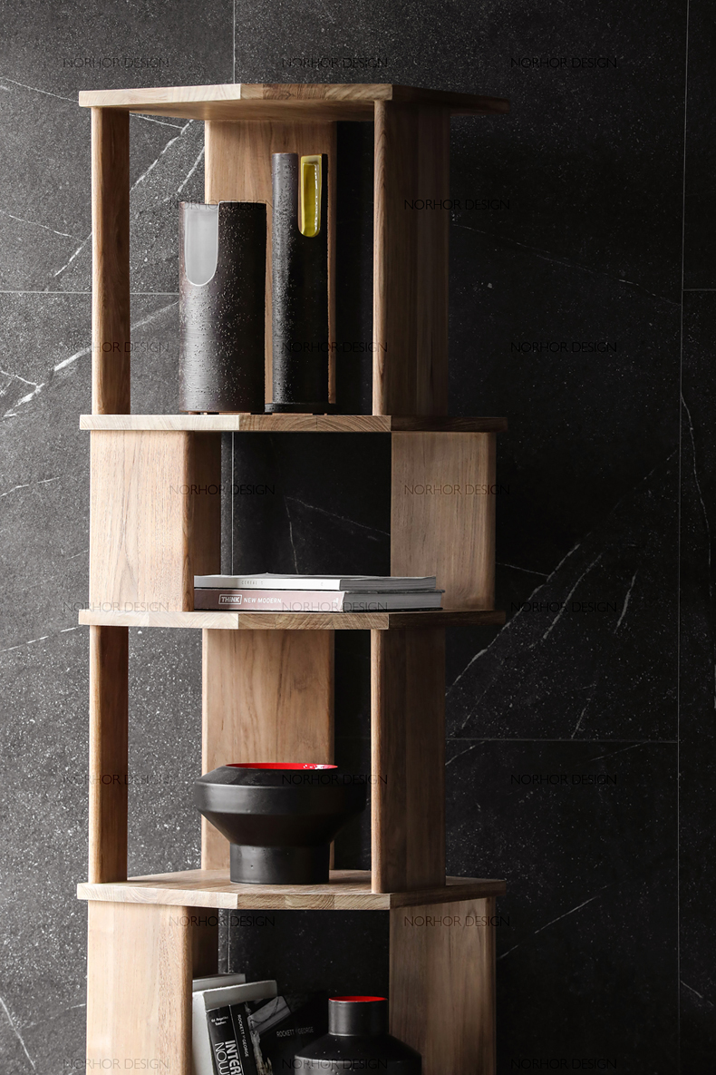 立式书架北欧表情实木蜂巢立式书柜书架k橡木款