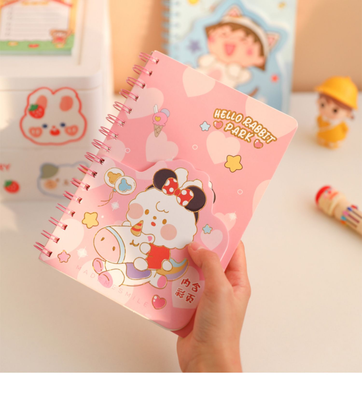 归鸿卡通彩页线圈本5学生少女心记事本可爱小清新手账本加厚笔记本子