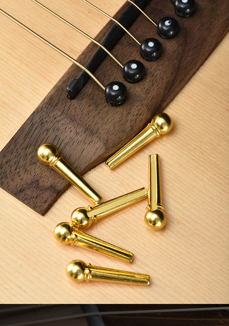 吉他纯铜弦钉民谣吉他固弦锥合金指弹吉他黄铜弦柱延长延音 6个装