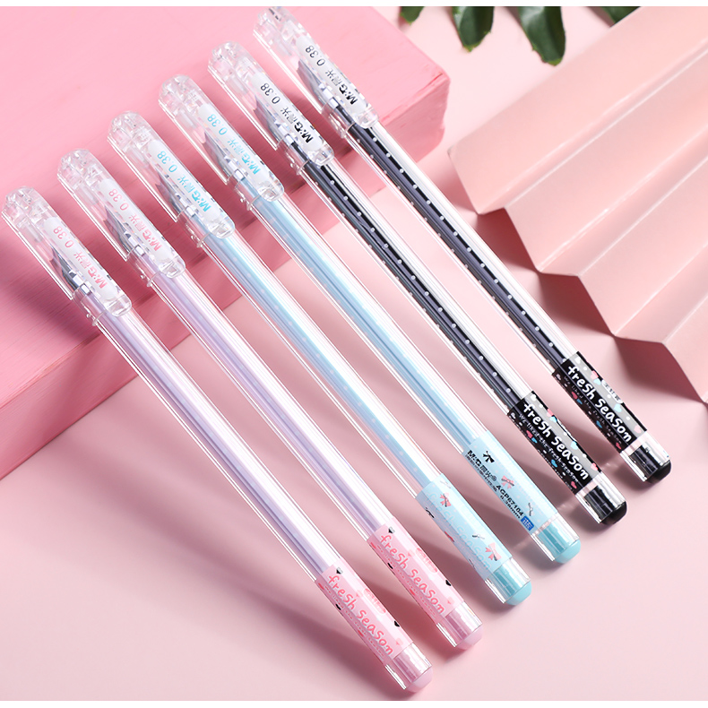 中性笔韩系卡通可爱水笔038mm黑色全针管女学生考试用笔蓝色红笔清新