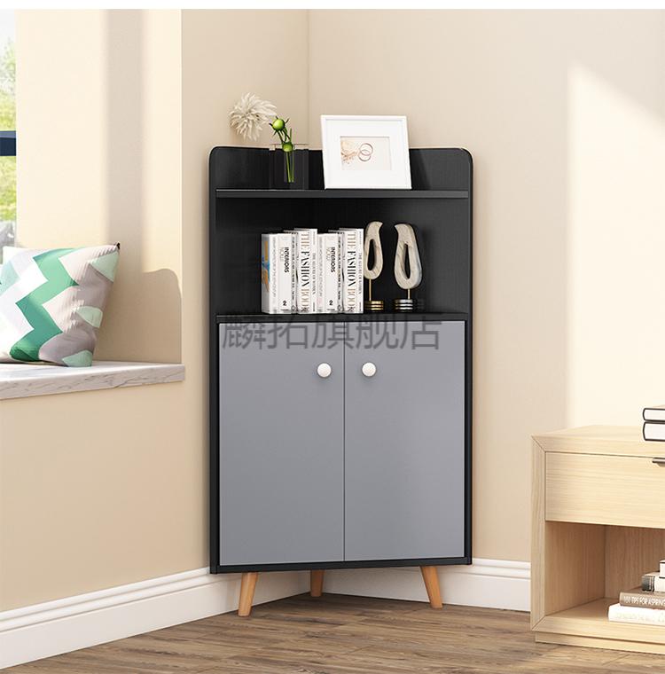 转角柜墙角柜拐角三角柜现代简约客厅餐厅储物橱柜靠墙高110宽45胡桃