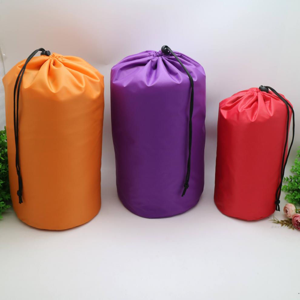 柔软防水尼龙束口袋圆筒抽绳袋服收纳袋索绳收束袋子袋现货 天蓝尼龙