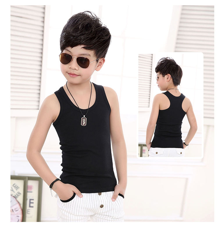 母婴蓓男童背心外穿中大童912岁无袖打底衫夏季小学生棉质透气套头衫
