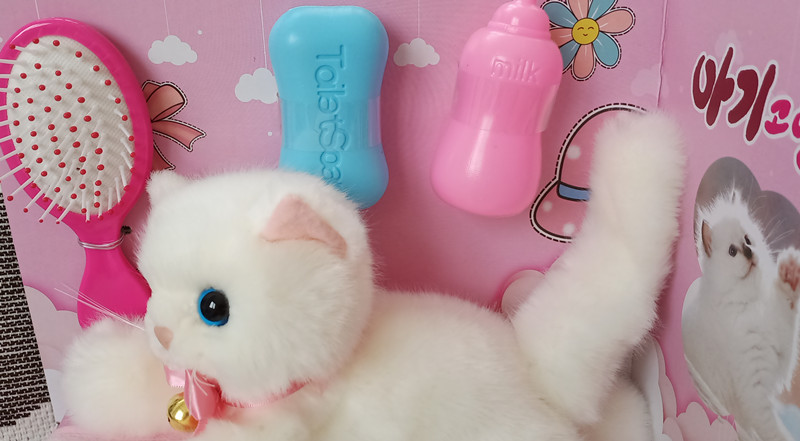 小猫咪布娃娃玩具韩国毛绒软公仔仿真小白猫可爱发声会叫玩偶生日女孩