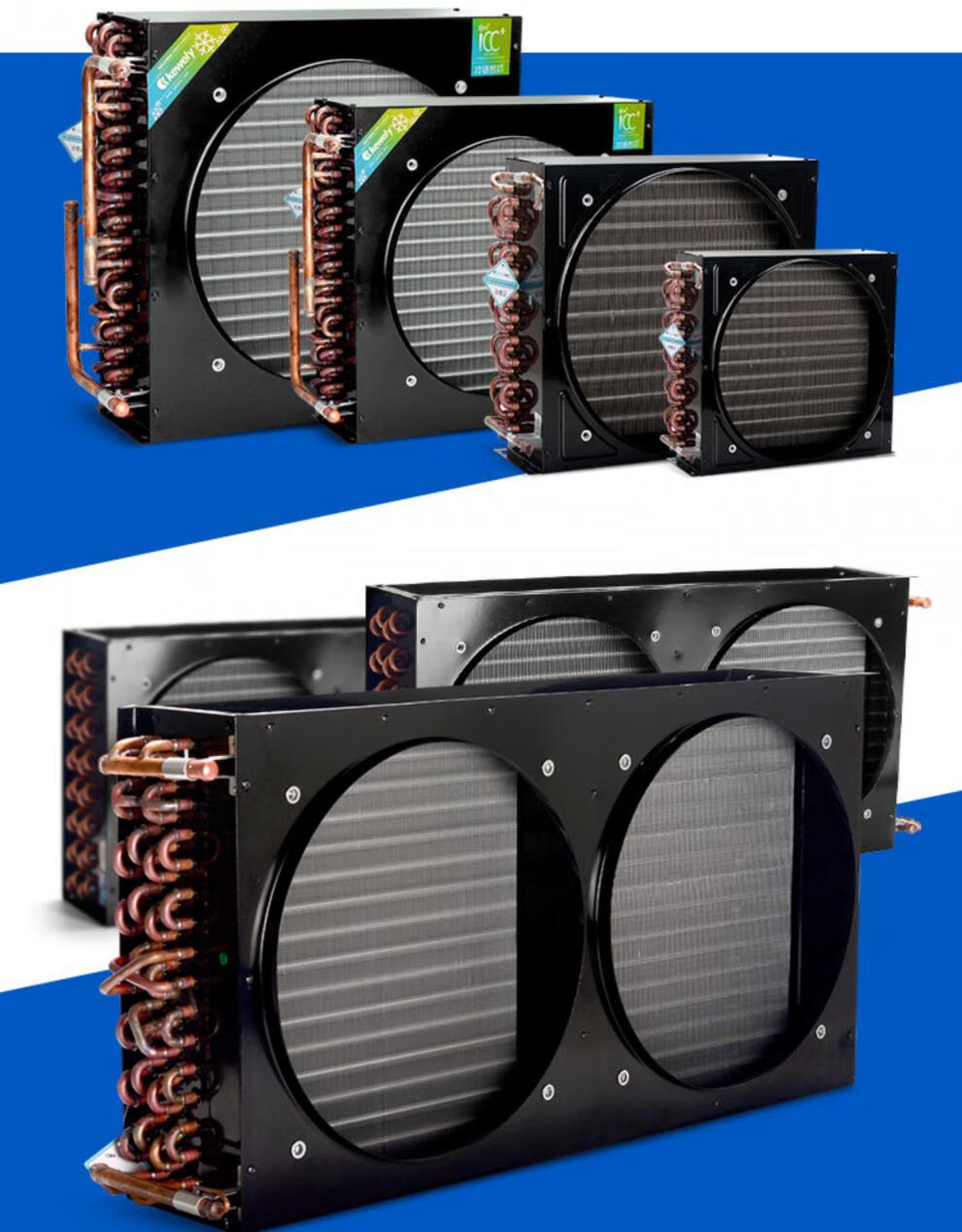 定制适配空调冷库翅片式冷凝器冰柜铜管散热器风机风冷蒸发器小型铝