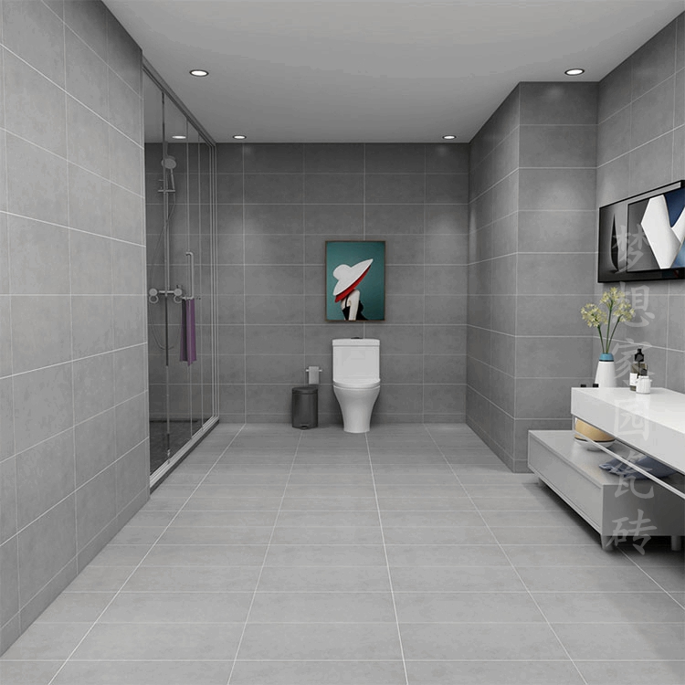 卫生间瓷砖墙面砖灰色瓷砖300x600阳台哑光防滑地砖 灰色 纯浅灰 300