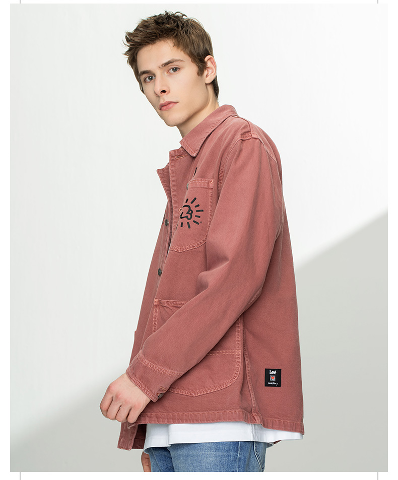 keithharing联名lee21秋冬新款舒适玫瑰粉男外套lmt001109玫瑰粉xxl