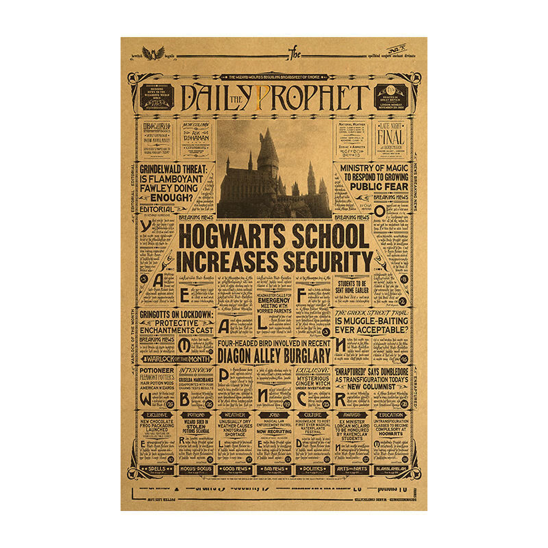 机智芽哈利波特周边预言家日报海报邓布利多赫敏小天狼星牛皮纸完整版