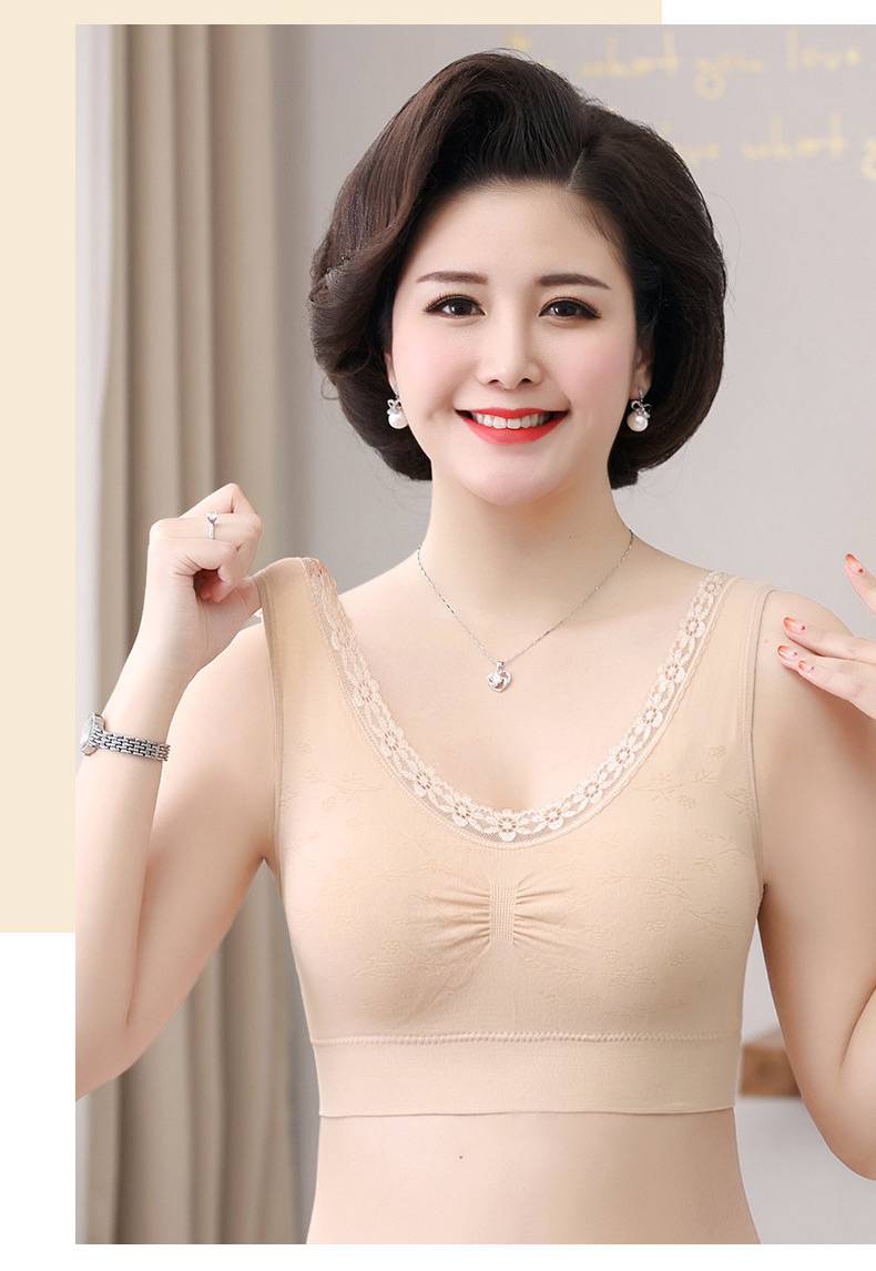 65俞兆林旗舰妈妈内衣女美背运动文胸纯棉中老年人无钢圈背心式胸罩
